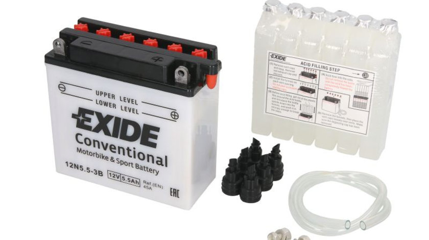 Baterie Moto Exide Conventional Motorbike &amp; Sport Battery 12V 5,5Ah 45A R + 12N5.5-3B EXIDE