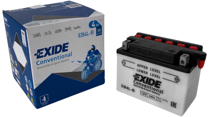 Baterie Moto Exide Conventional Motorbike &amp; Sport Battery 4Ah 50A 12V EB4L-B