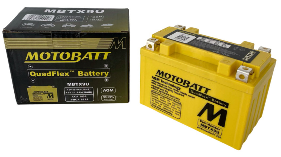 Baterie Moto Motobatt 10,5Ah 160A 12V MBTX9U
