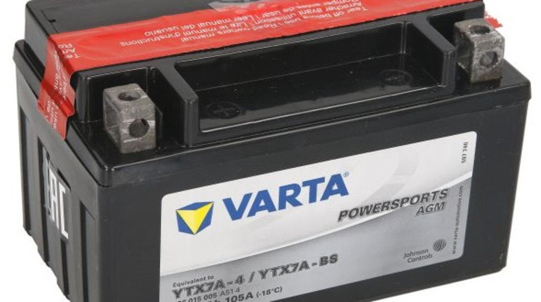 Baterie Moto Varta Powersports Agm 6Ah 12V YTX7A-BS VARTA FUN