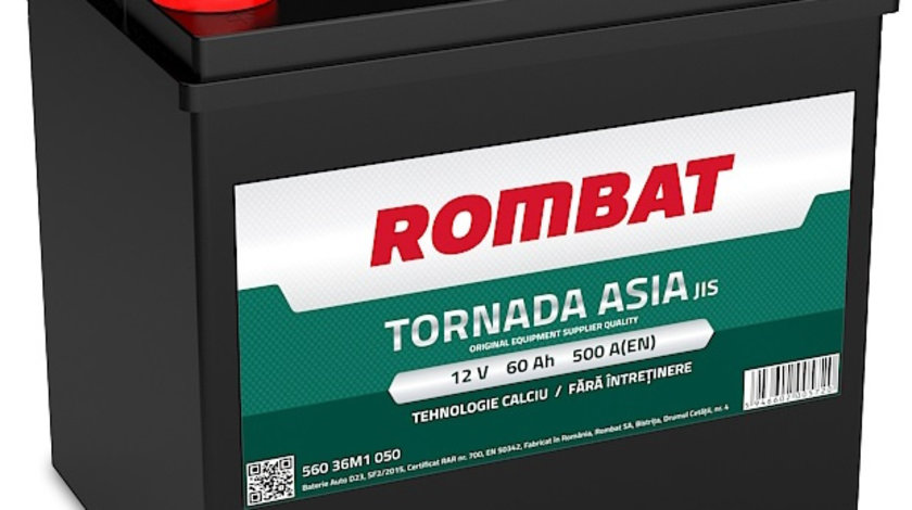 Baterie Rombat Tornada Asia 60Ah 500A 56036M1050ROM