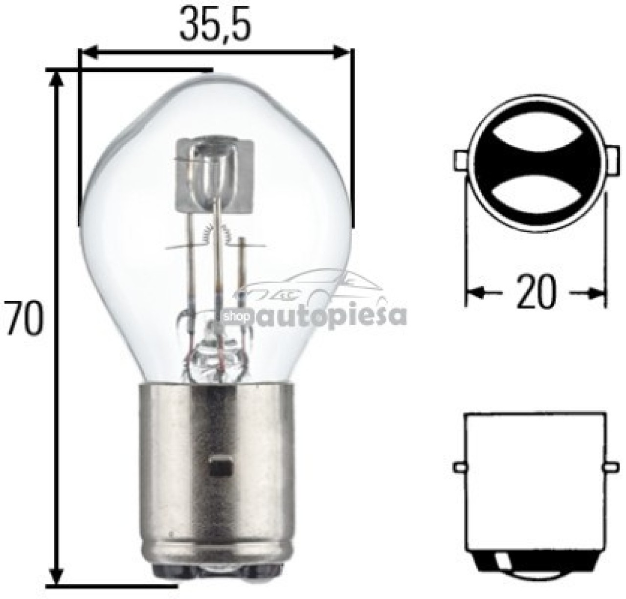 Bec Hella S2 12V 35/35W 8GD 002 084-131 piesa NOUA