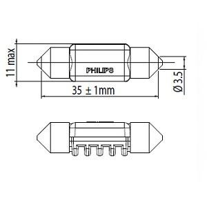 Bec, lumini interioare FIAT STRADA pick-up (178E) (1998 - 2016) PHILIPS 128584000KX1 piesa NOUA