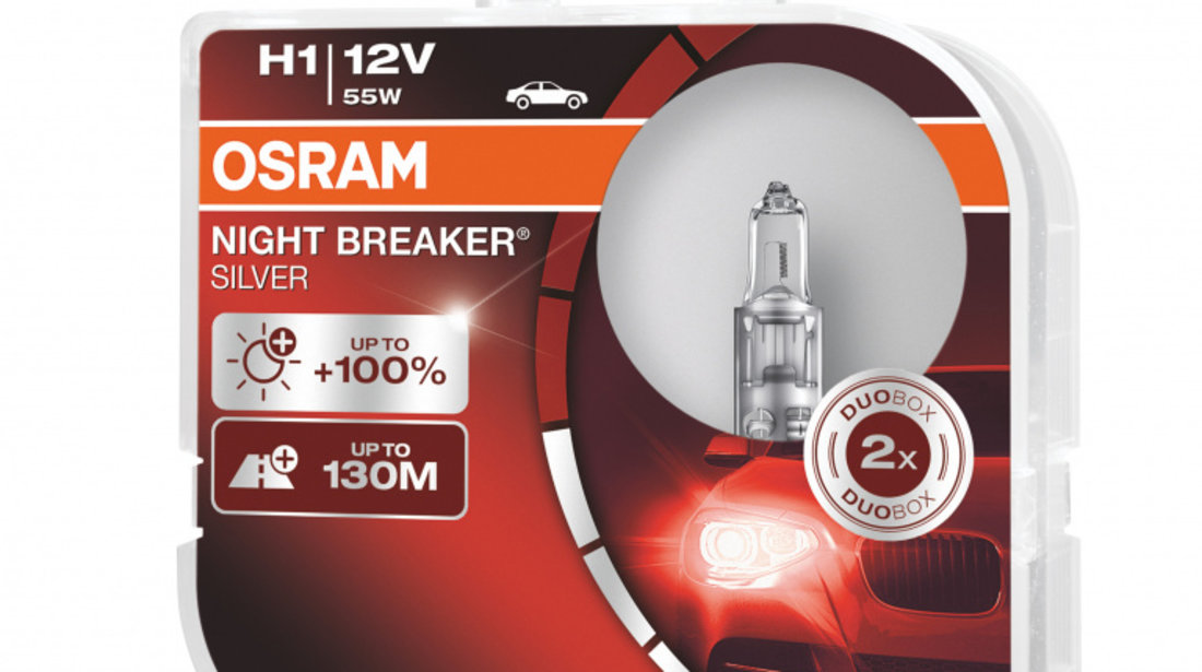 Bec Osram H1 12V 55W Night Breaker Silver 64150NBS-HCB Set 2 Buc