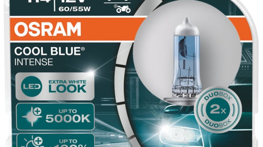 Bec Osram H4 P43T 12V 60/55W Cool Blue Intense Next Generation Extra White Look 5000K +100% 64193CBN-HCB