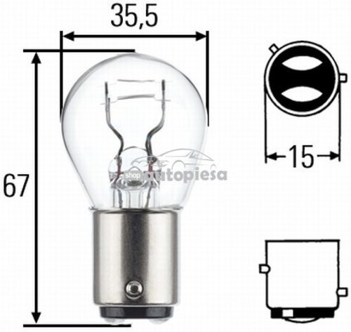 Bec P21/4W 12V 21/4W BAZ15d HELLA 8GD 004 772-121 piesa NOUA