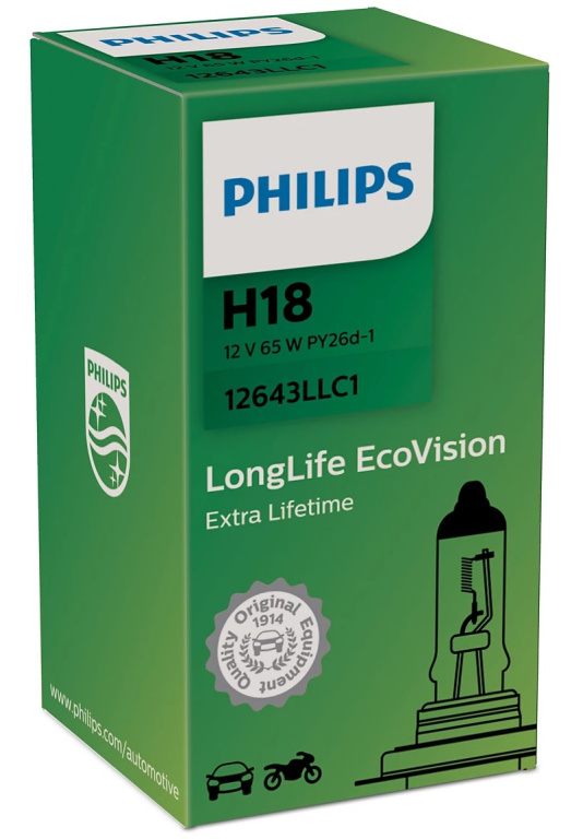 Bec Philips H18 12V 65W Long Life Ecovision Cutie 12643LLC1