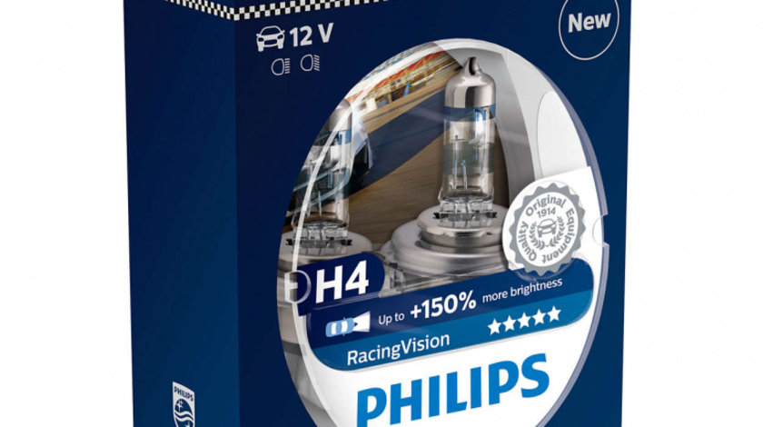 Bec Philips H4 P43T 12V 60/55W Racing Vision Set 2 Buc 12342RVS2