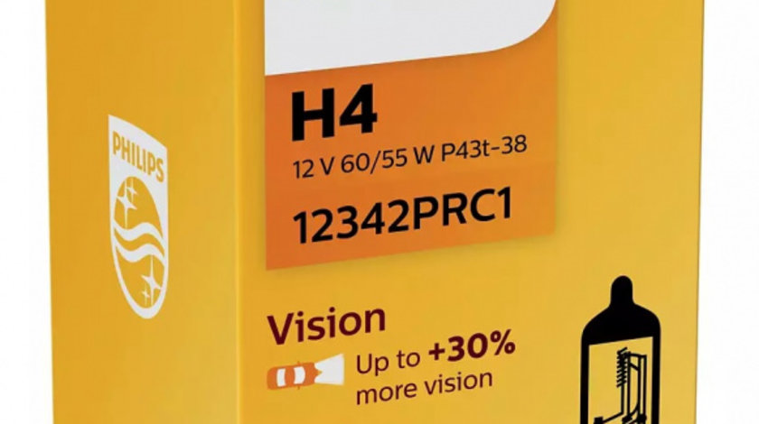 Bec Philips H4 P43T 12V 60/55W Vision +30% 12342PRC1