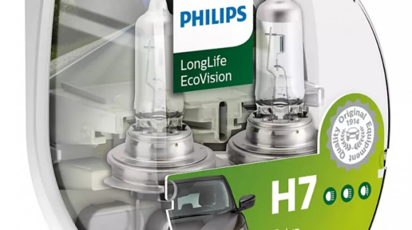 Bec Philips H7 12V 55W Longlife Ecovision 2 Buc 12972LLECOS2