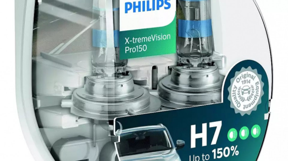 Bec Philips H7 12V 55W Xtremevision +150% Set 2 Buc 12972XVPS2 #74465495