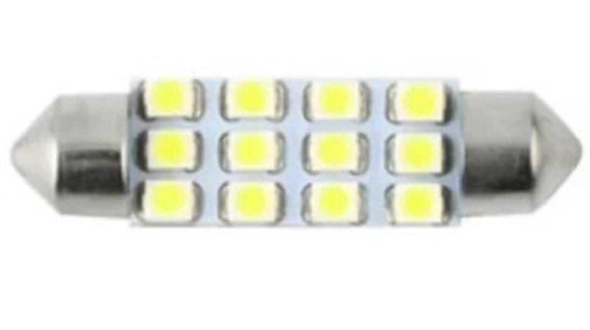 Bec Sofit 12 Led SMD 12V Culoare Alba 85626 ( 11 x 39MM ) ( Set 2 Buc ) TCT-1403