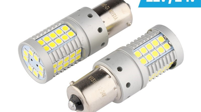 Bec Vision P21w Ba15s12/24v 50x 3030 Smd Led, Nepolar, Canbus, Alb, 2 Buc. 58328