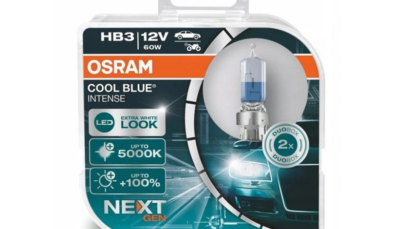 Becuri Osram Hb3 12v 60w P20d Cool Blue Intense, Next Generation, +100%, 2 Buc 9005CBN-HCB