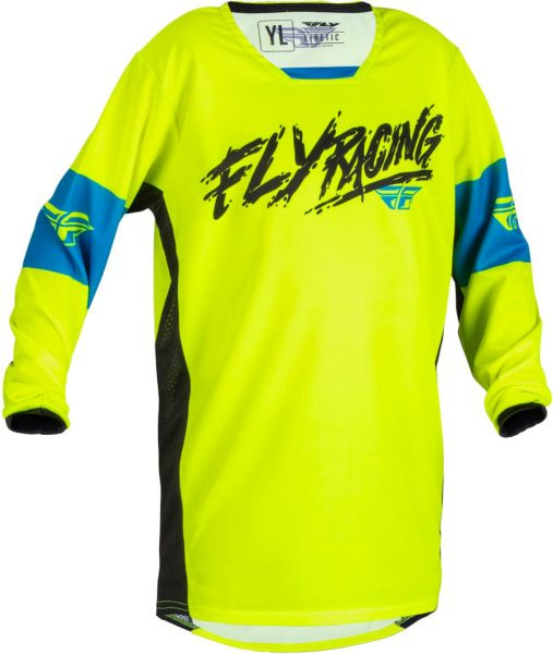 Bluza Moto Copii Fly Youth Kinetic khaos Negru / Albastru / Galben Marimea YL FLY 376-422YL