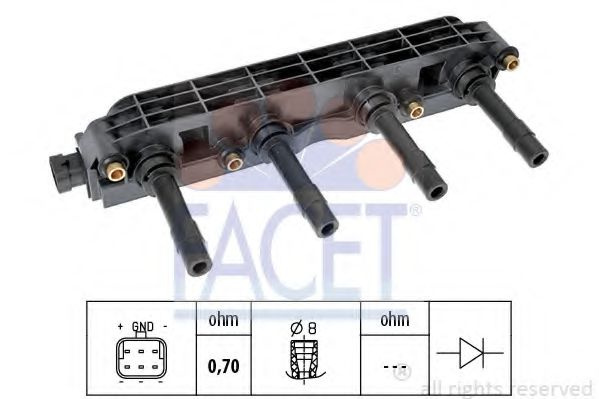 Bobina de inductie OPEL VECTRA B (36) (1995 - 2002) FACET 9.6299 piesa NOUA