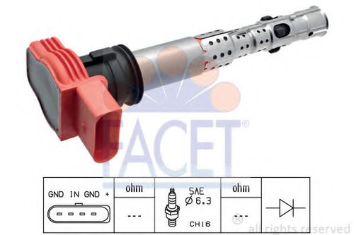 Bobina de inductie VW TOUAREG (7LA, 7L6, 7L7) (2002 - 2010) FACET 9.6327 piesa NOUA