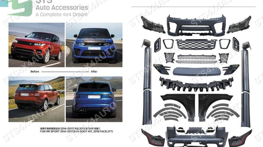 BODY KIT COMPLET CU FARURI SI STOPURI SI CAPOTA CARBON RANGE ROVER SPORT L494 2013-2017 [2019 SVR LOOK]