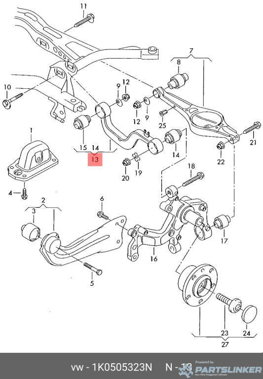 Brat superior punte spate Volkswagen Golf 6 (5K) Hatchback 2010 1.4 16V OEM 1K0505323N