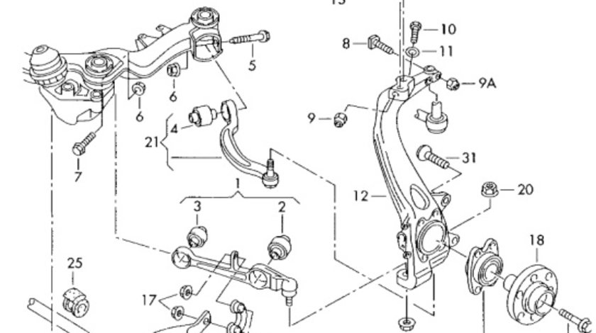 Brat suspensie stanga Audi A4 B7 (8E) Sedan 2008 2.0 TDI OEM 8E0407509C