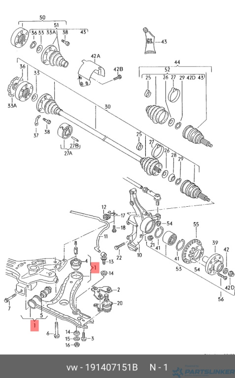 Brat trapez stanga Volkswagen Caddy (9K9) 2000 1.9 SDI OEM 191407151B