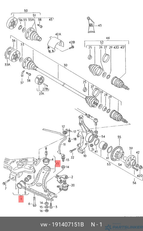 Brat trapez stanga Volkswagen Caddy (9K9) 2000 1.9 SDI OEM 191407151B