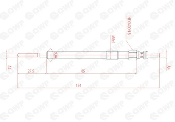 Bujie incandescenta VOLVO V50 (MW) (2004 - 2016) QWP WGP166 piesa NOUA