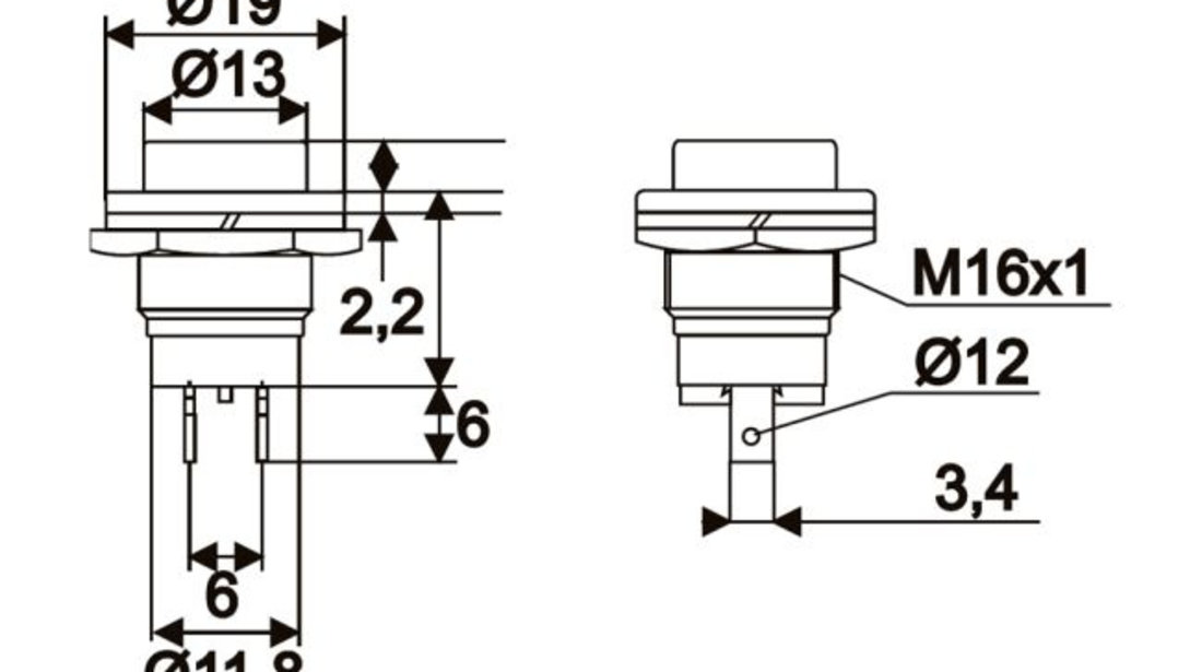 Buton 1 circuit 2A-250V OFF-(ON), verde 09065ZO