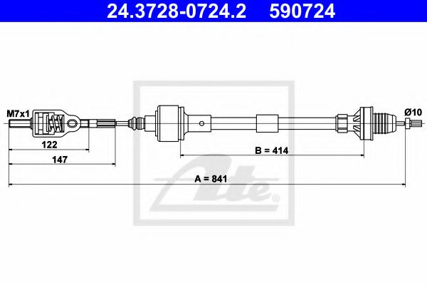 Cablu ambreiaj OPEL CORSA B (73, 78, 79) (1993 - 2002) ATE 24.3728-0724.2 piesa NOUA