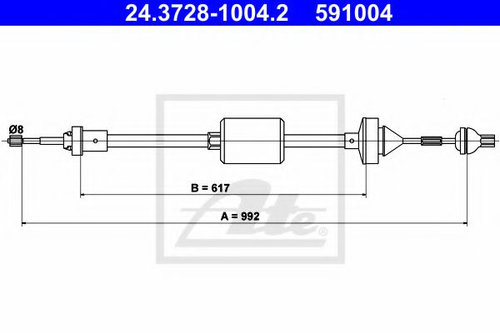 Cablu ambreiaj RENAULT CLIO I (B/C57, 5/357) (1990 - 1998) ATE 24.3728-1004.2 piesa NOUA