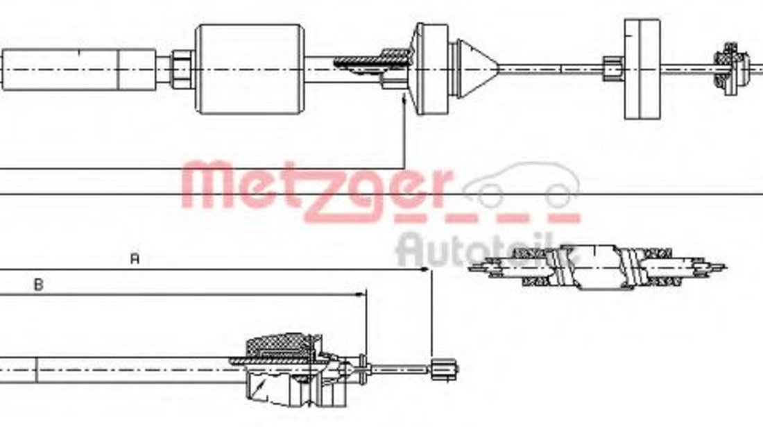 Cablu ambreiaj RENAULT CLIO II (BB0/1/2, CB0/1/2) (1998 - 2005) METZGER 10.2843 piesa NOUA