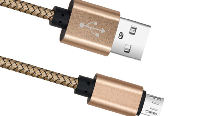 CABLU DATE INCARCARE USB LA MICRO USB 1M 2A GOLD ⭐⭐⭐⭐⭐
