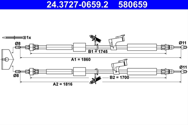 Cablu, Frana De Parcare Ate Ford 24.3727-0659.2