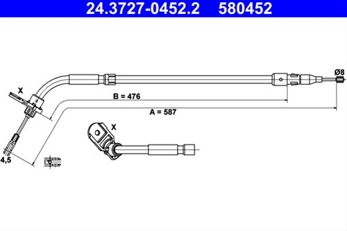 Cablu, Frana De Parcare Ate Mercedes-Benz 24.3727-0452.2