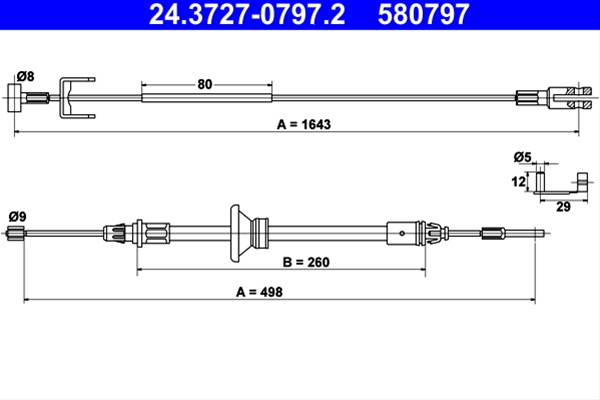 Cablu, Frana De Parcare Ate Opel 24.3727-0797.2