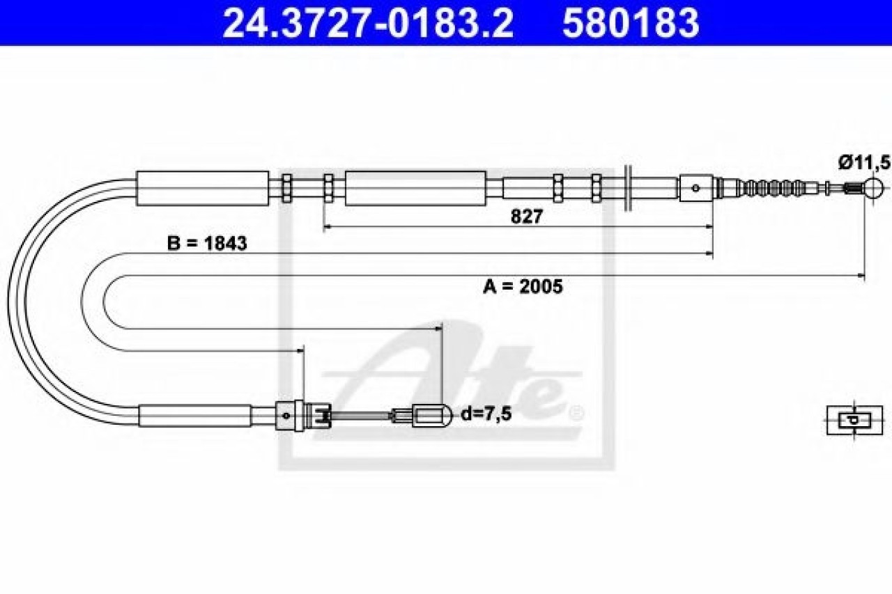 Cablu, frana de parcare AUDI A4 Avant (8E5, B6) (2001 - 2004) ATE 24.3727-0183.2 piesa NOUA