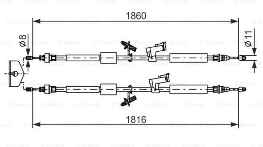 Cablu, frana de parcare centru (1987482189 BOSCH) FORD,FORD AUSTRALIA