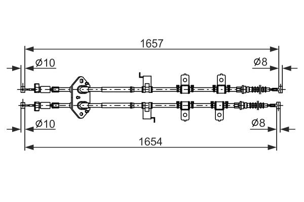 Cablu, frana de parcare centru (1987482896 BOSCH) MAZDA