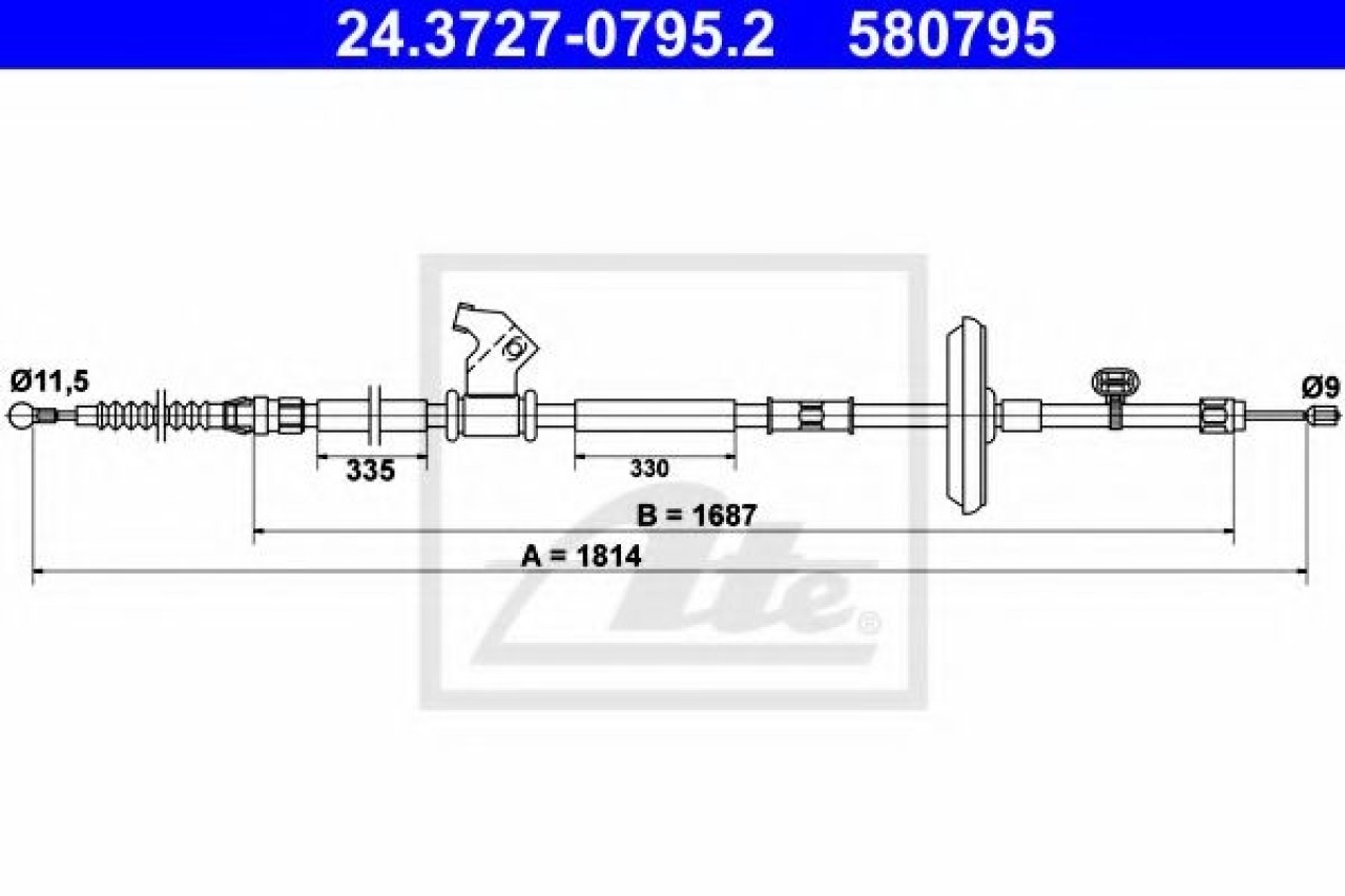 Cablu, frana de parcare CHEVROLET CRUZE Station Wagon (J308) (2012 - 2016) ATE 24.3727-0795.2 piesa NOUA