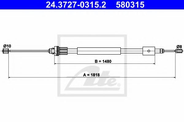 Cablu, frana de parcare CITROEN BERLINGO caroserie (M) (1996 - 2016) ATE 24.3727-0315.2 piesa NOUA