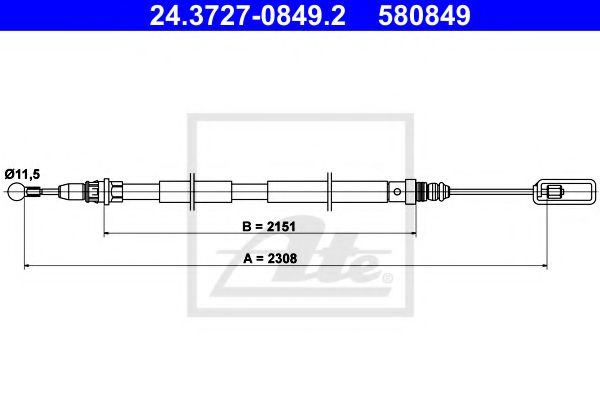 Cablu, frana de parcare CITROEN C8 (EA, EB) (2002 - 2016) ATE 24.3727-0849.2 piesa NOUA