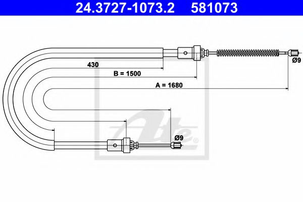 Cablu, frana de parcare DACIA LOGAN MCV II (2013 - 2016) ATE 24.3727-1073.2 piesa NOUA