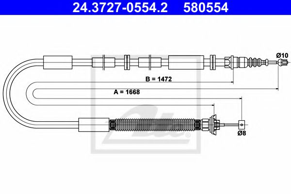 Cablu, frana de parcare FIAT BRAVO Van (198) (2008 - 2016) ATE 24.3727-0554.2 piesa NOUA