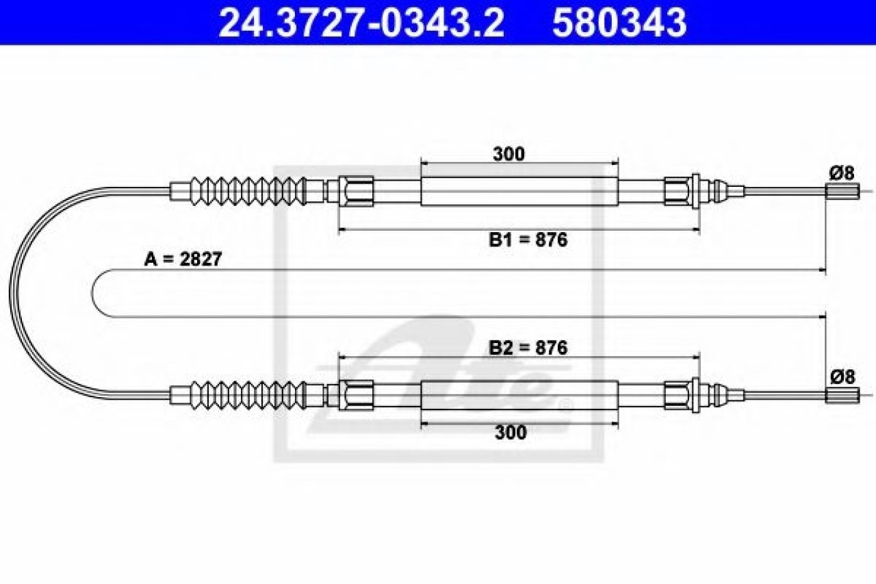 Cablu, frana de parcare FIAT DUCATO bus (230) (1994 - 2002) ATE 24.3727-0343.2 piesa NOUA