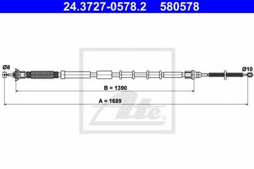 Cablu, frana de parcare FIAT GRANDE PUNTO (199) (2005 - 2016) ATE 24.3727-0578.2 piesa NOUA