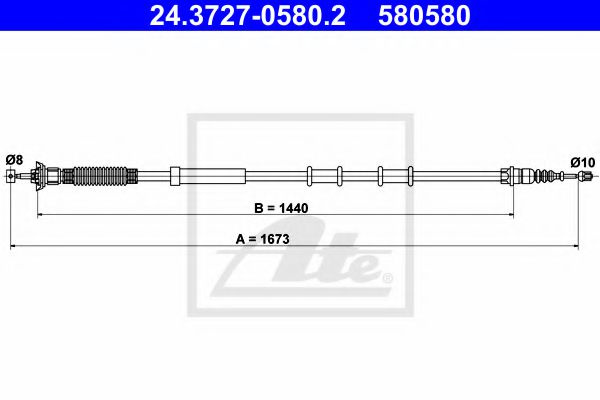 Cablu, frana de parcare FIAT GRANDE PUNTO (199) (2005 - 2016) ATE 24.3727-0580.2 piesa NOUA