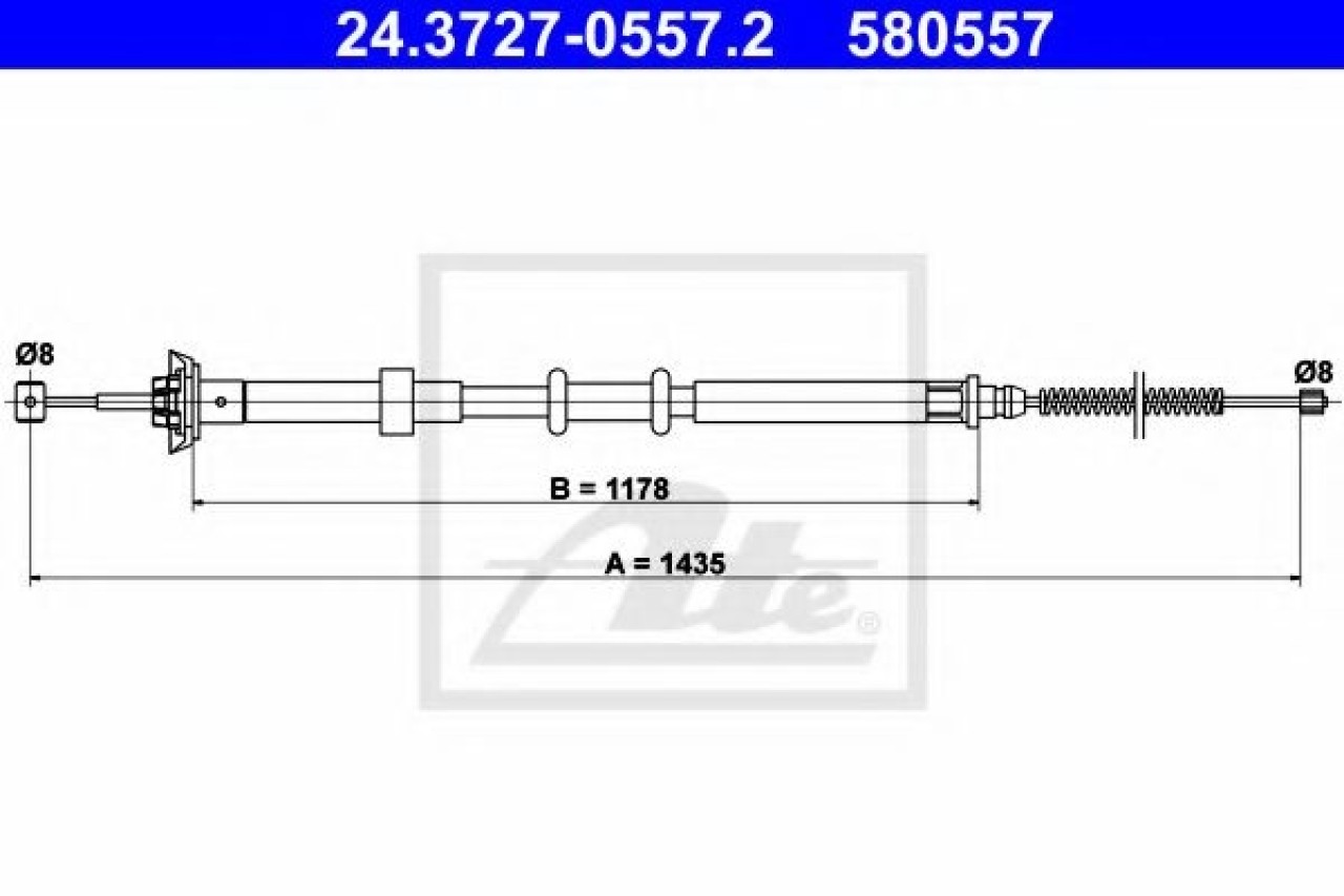 Cablu, frana de parcare FIAT PANDA Van (169) (2004 - 2016) ATE 24.3727-0557.2 piesa NOUA