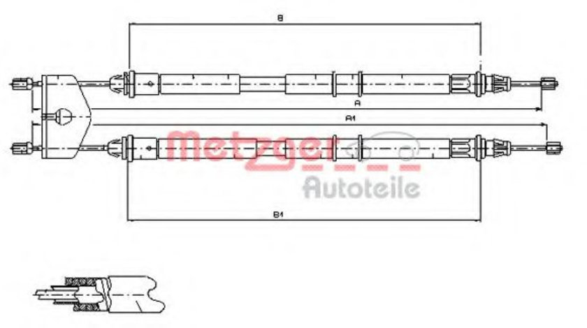 Cablu, frana de parcare FORD FIESTA V (JH, JD) (2001 - 2010) METZGER 11.5453 piesa NOUA