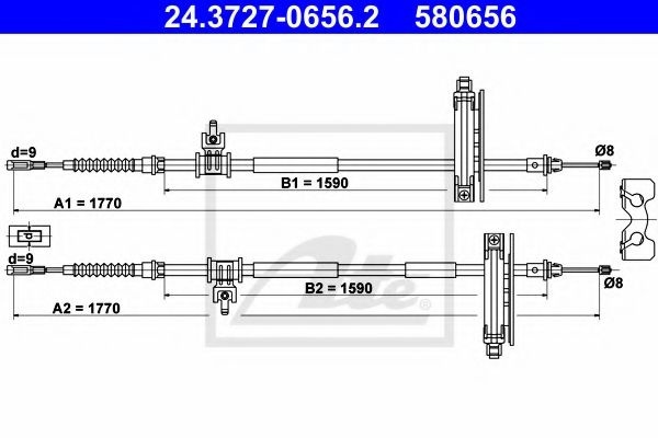 Cablu, frana de parcare FORD FOCUS (DAW, DBW) (1998 - 2007) ATE 24.3727-0656.2 piesa NOUA