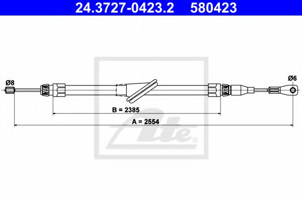 Cablu, frana de parcare MERCEDES CLK (C208) (1997 - 2002) ATE 24.3727-0423.2 piesa NOUA